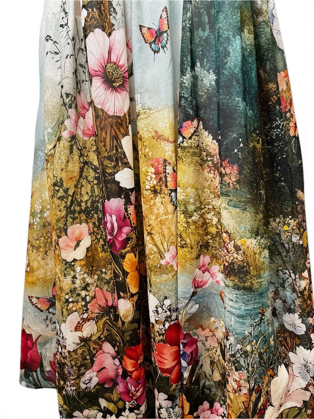 Anthropologie The Muse Floral Landscape Romantic Art to Wear Midi Dress Large - Picture 10 of 12